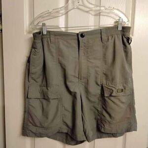 Magellan Sportswear Mens L Khaki Cargo Style Nylon Hiking Shorts